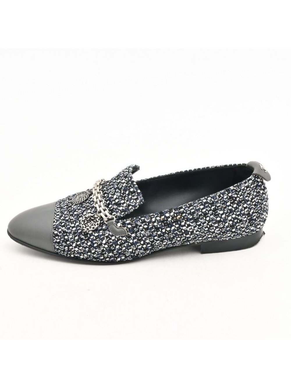 Chanel Shoes Navy White Multi CC Logo Leather